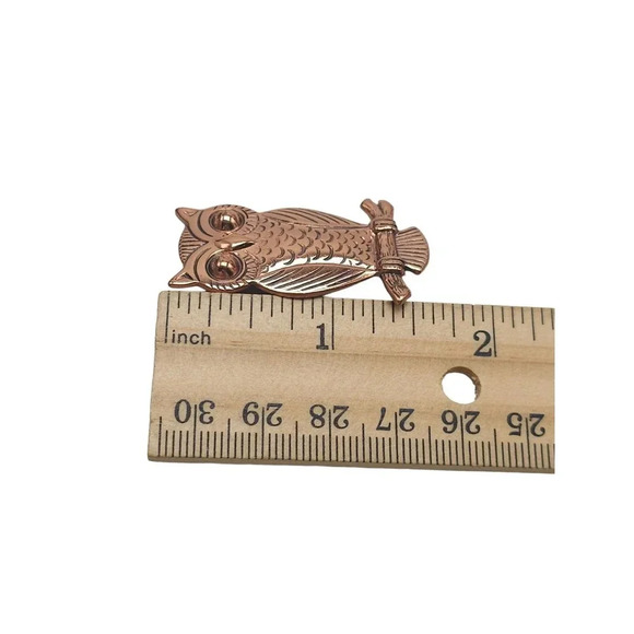 Dainty Copper Owl Brooch Pin Vintage Mid Century Modern - Picture 4 of 4